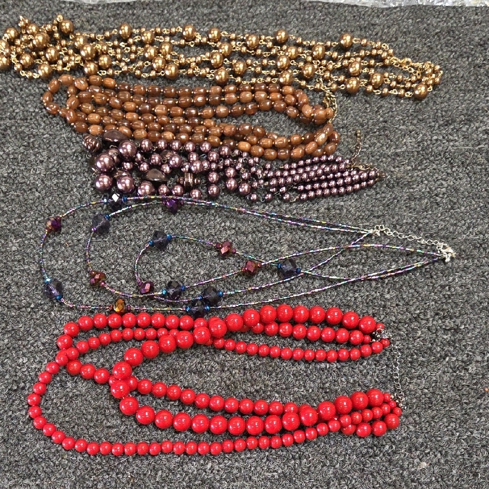 5 Unbranded Multi-Strand Beaded Necklace - Red and Brown Options - Picture 10 of 11